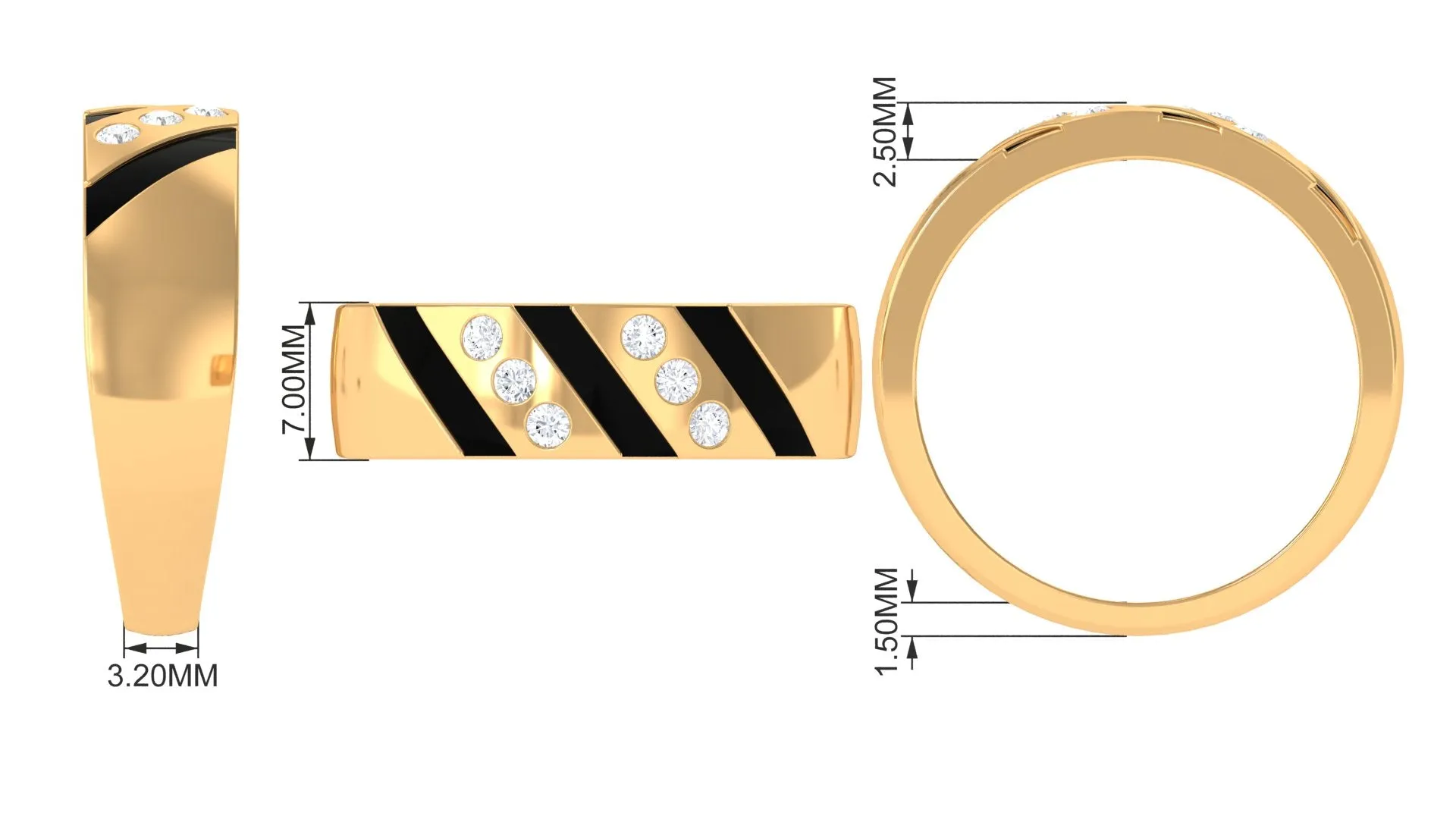 Natural Diamond Wedding Band with Enamel