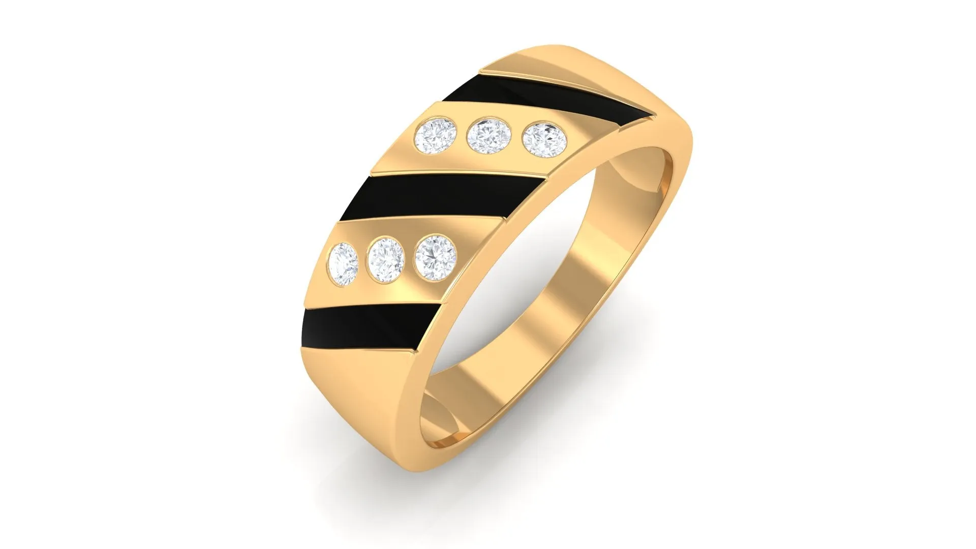 Natural Diamond Wedding Band with Enamel
