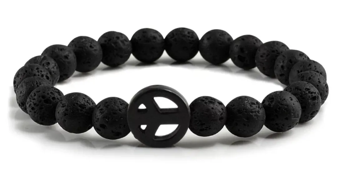 Natural Stone Peace Sign Bracelet (3) Colors