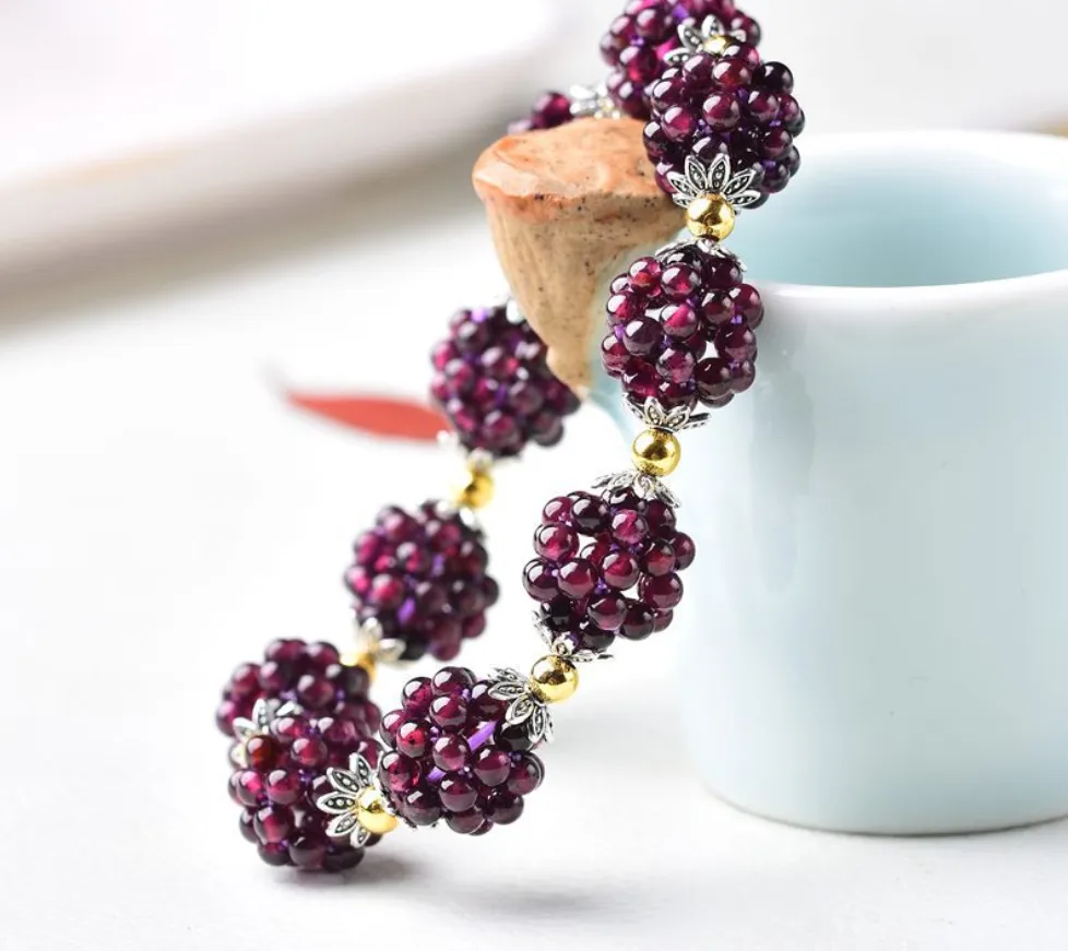 Natural wine red garnet bracelet