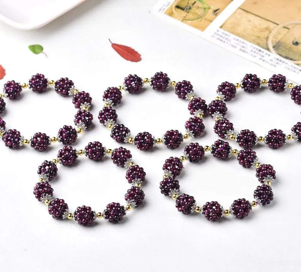 Natural wine red garnet bracelet