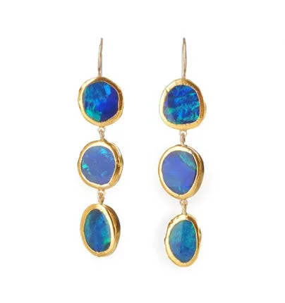 Nava Zahavi Yellow Gold Long Opal Earrings