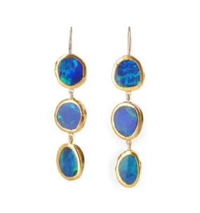 Nava Zahavi Yellow Gold Long Opal Earrings
