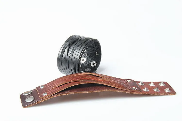 New Leather bracelet high quality punk cowhide bracelet fashion jewelry 100% genuine leather handmade jewelry