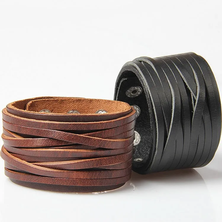New Leather bracelet high quality punk cowhide bracelet fashion jewelry 100% genuine leather handmade jewelry