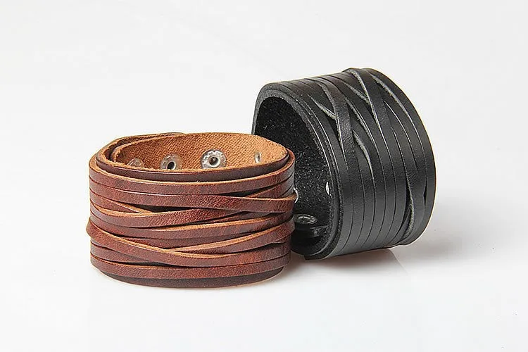 New Leather bracelet high quality punk cowhide bracelet fashion jewelry 100% genuine leather handmade jewelry