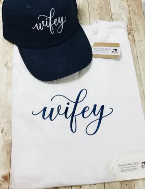 New Wifey Trendy Casual Unisex Cotton TShirt Hat Set , New Bride Wedding Gifts