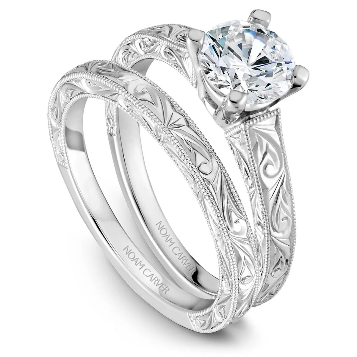 Noam Carver Vintage Wedding Band in White Gold
