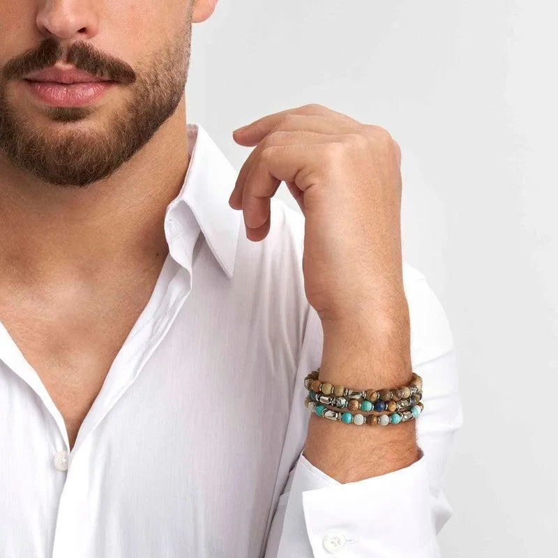 Nomination Instinct Bracelet, Multiple Stones, White, Turquoise, Sand, Stainless Steel