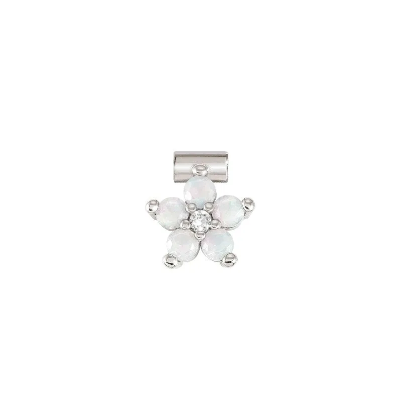 Nomination SeiMia Flora Pendant, Flower, Large, Opal Cubic Zirconia, Silver