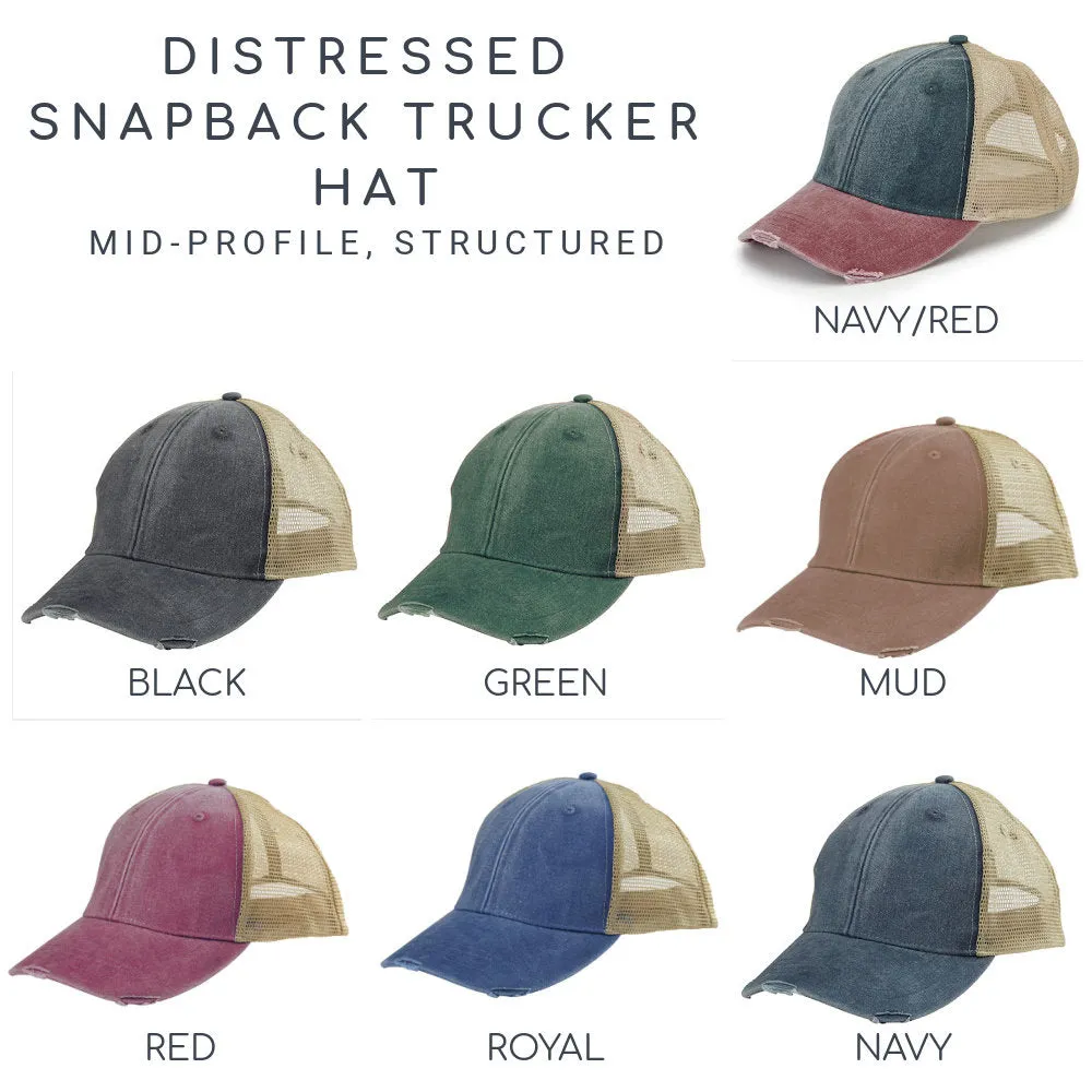 North Carolina Hat - Distressed Snapback Trucker Hat - North Carolina Arrow Compass