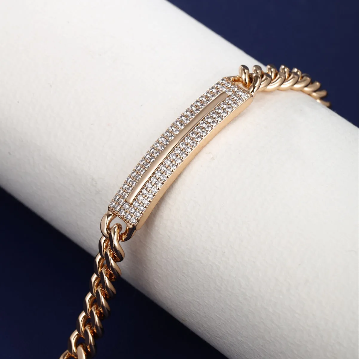 One-word Curved Bracelet Unisex Niche Cold Style Simple Personalized Hand Jewelry Trendy and Cool Cuban Chain Bracelet