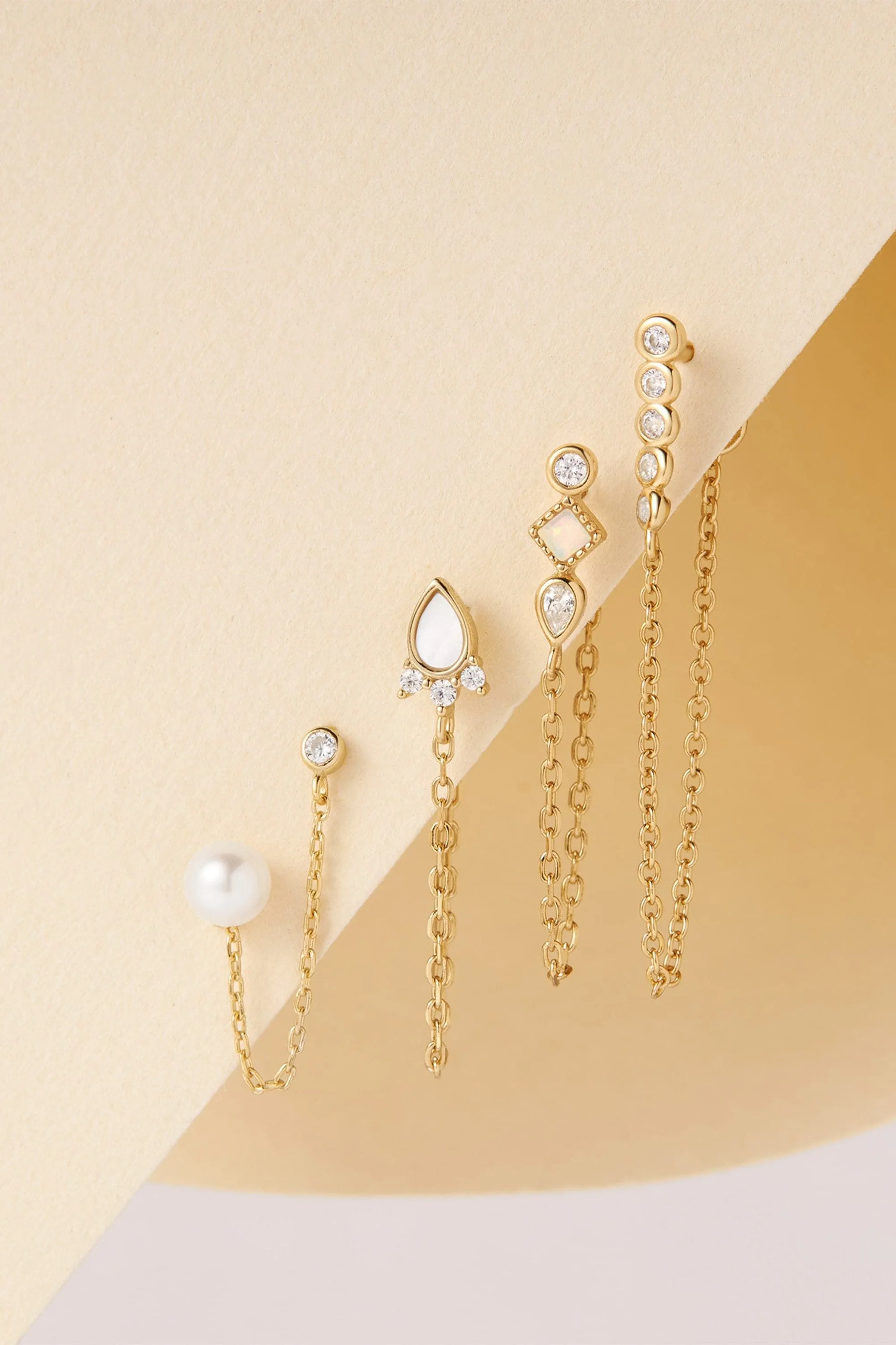 Opal Chain Link Drop Earings