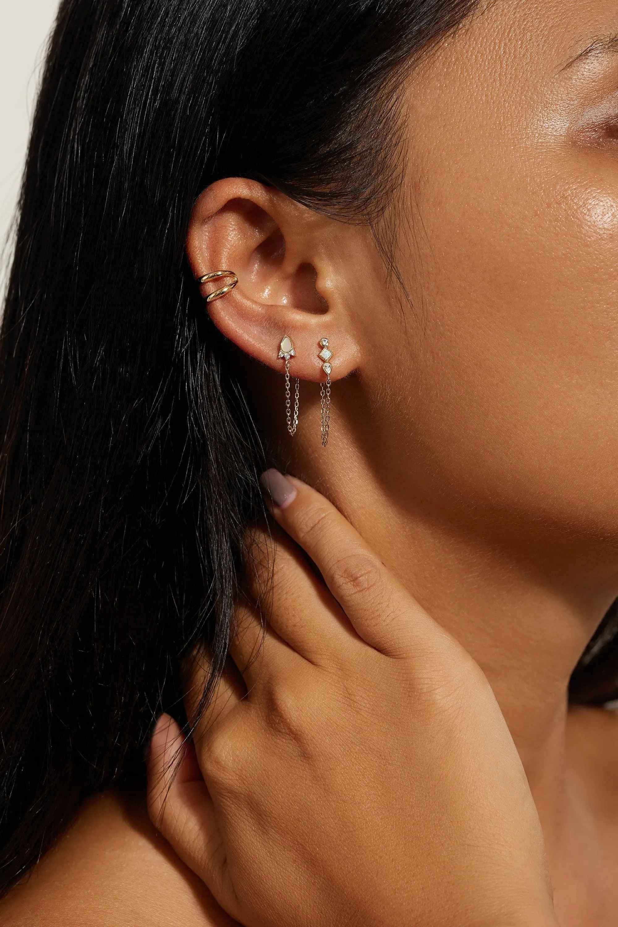 Opal Chain Link Drop Earings