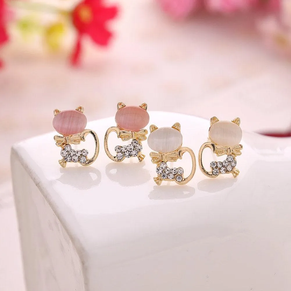 OPAL KITTY CAT EARRINGS