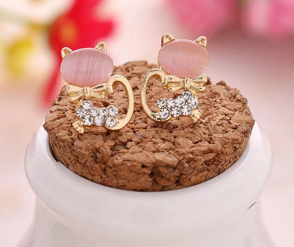 OPAL KITTY CAT EARRINGS