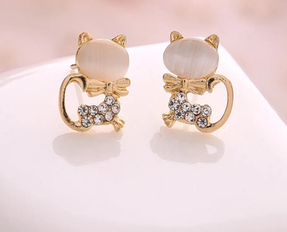 OPAL KITTY CAT EARRINGS