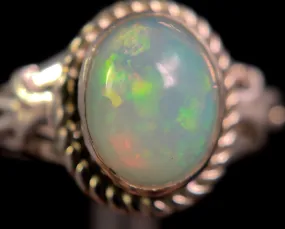 OPAL RING - Sterling Silver, Size 10 - Ethiopian Opal Rings for Women, Bridal Jewelry, Welo Opal, 49160