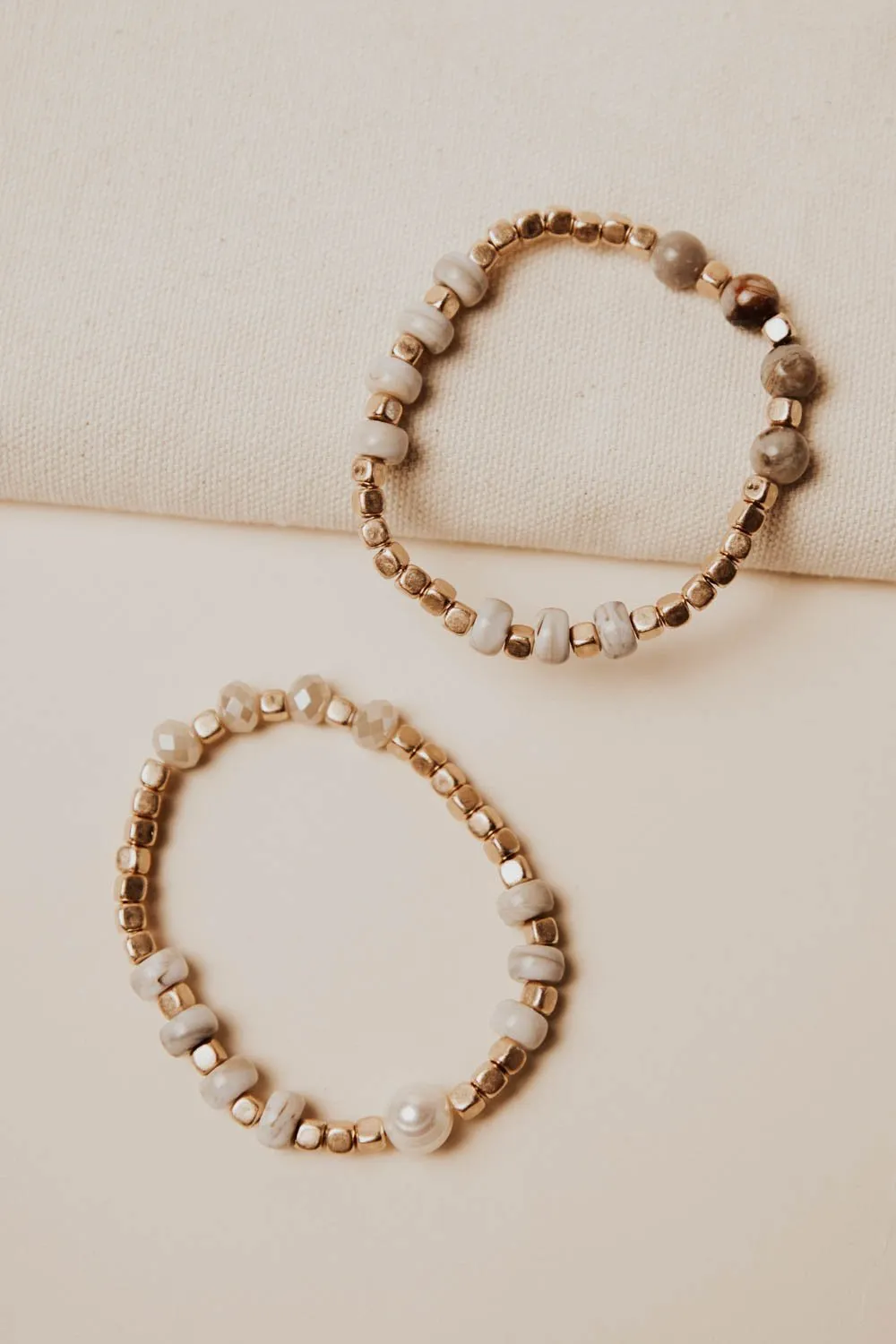 Orion Beaded Bracelet Set in Taupe