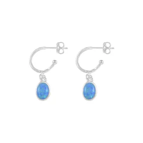 OVAL CZELLINE OPAL HOOP EARRINGS