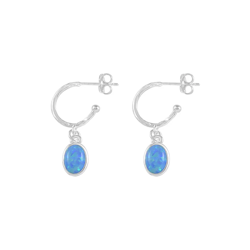 OVAL CZELLINE OPAL HOOP EARRINGS