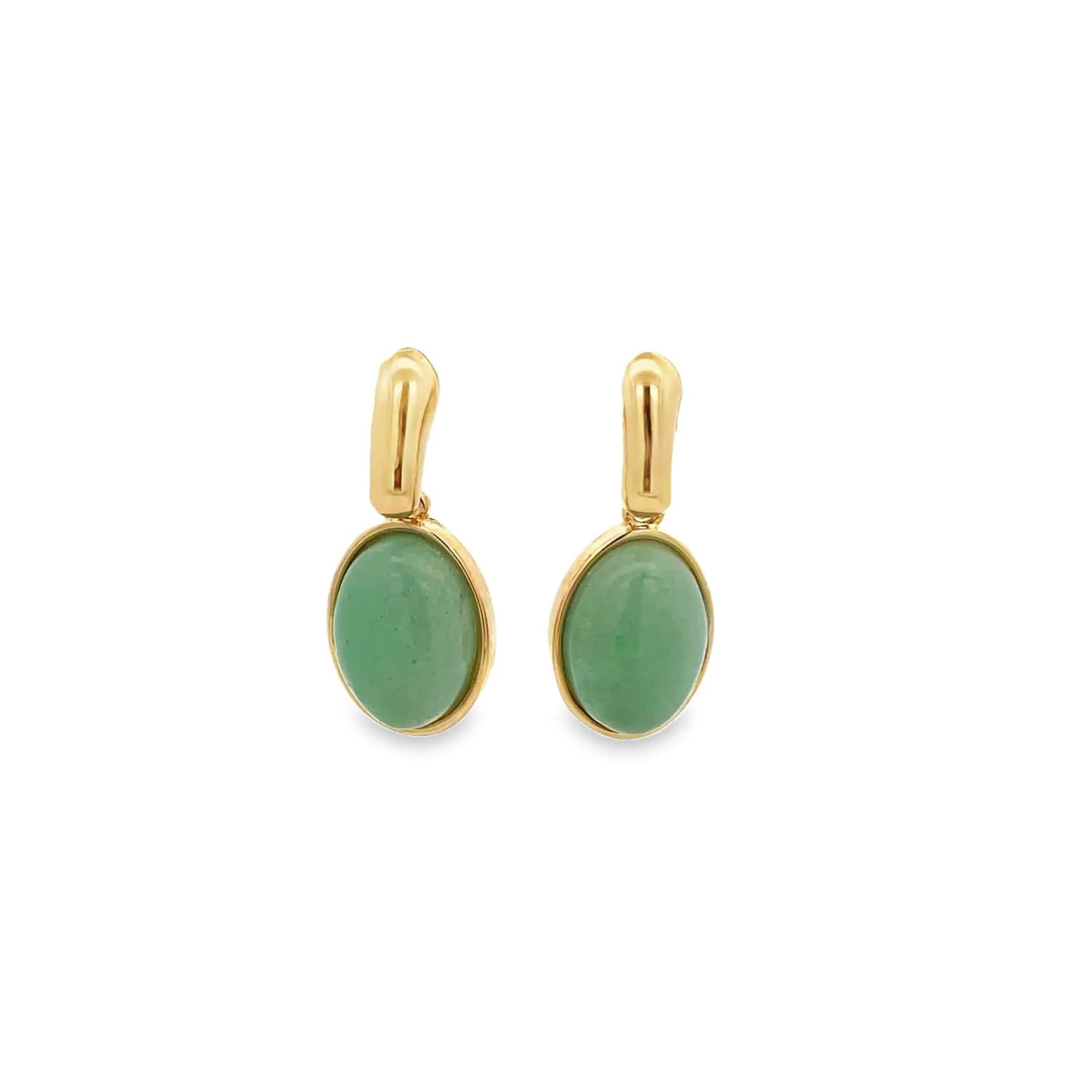 Oval Natural Gemstone Drop Earrings (K198A)
