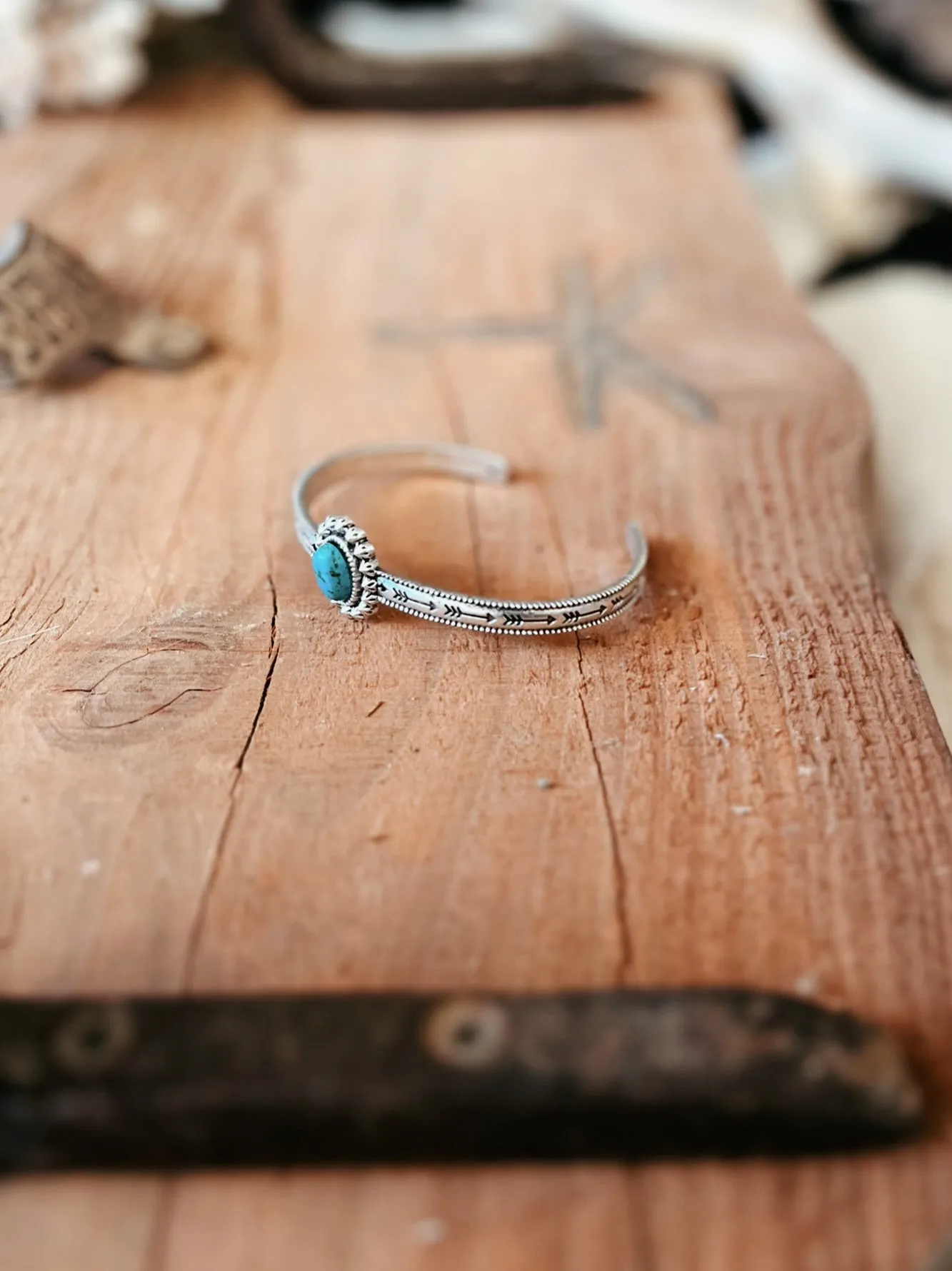 Oval Turquoise Stone Cuff Bracelet