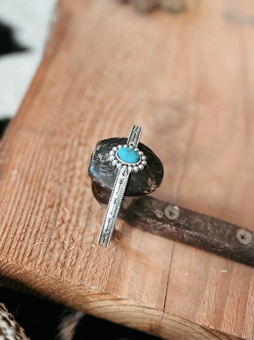 Oval Turquoise Stone Cuff Bracelet
