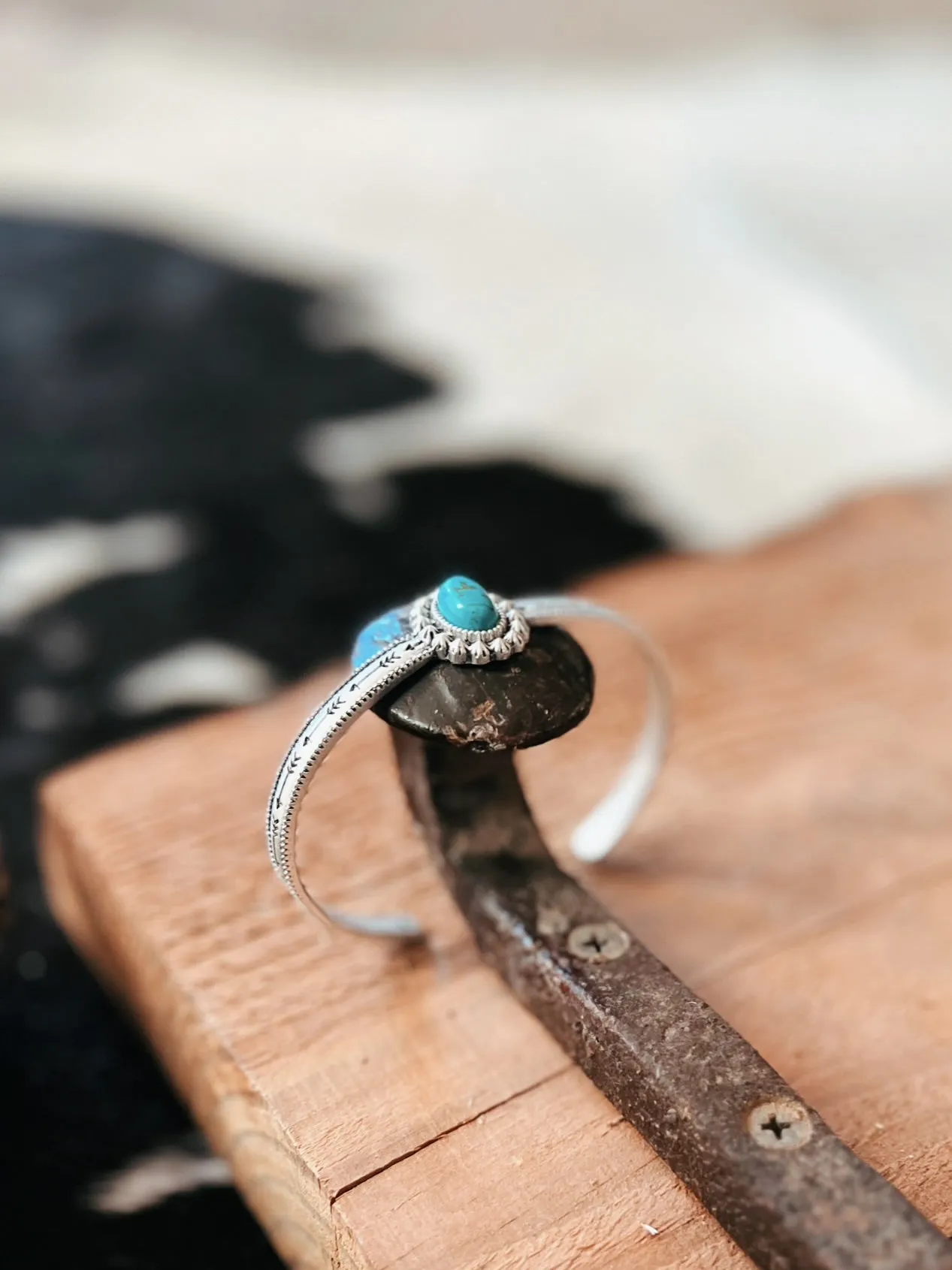 Oval Turquoise Stone Cuff Bracelet