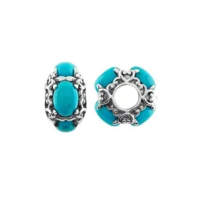 Oxidised Silver & Turquoise Wheel Charm S379TQ
