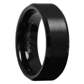 Paris Jewelry 8mm Tungsten Black Brushed Ring Wedding Band For Men & Women