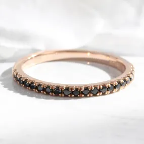 Pave Black Diamond Wedding Ring in Straight Half Eternity Band