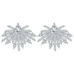 Pear Shape Zircon Firework Sterling Silver Stud Earrings