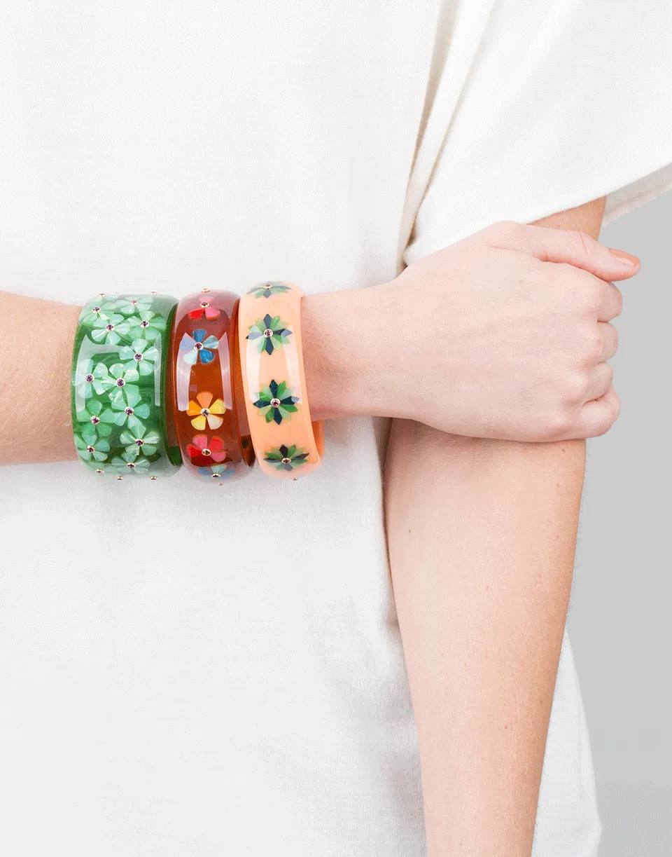 Pink Green And Blue Bakelite Bangle