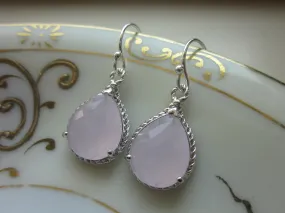 Pink Opal Earrings Silver Pink Teardrop Earrings - Sterling Silver Earwires - Bridesmaid Earrings Wedding Earrings Bridal Earrings