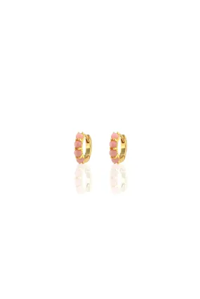 Pink Opal Huggie Hoop Earrings