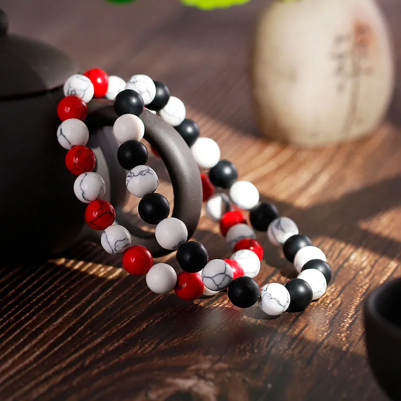 Planderful Everyday Genie 8mm Matte Black Frosted Agate Turquoise Unisex Bracelet for Men