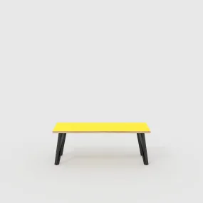 Plywood Bench Seat with Black Box Hairpin Legs - Formica Chrome Yellow - 1200(w) x 400(d) x 450(h)