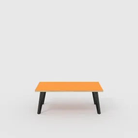 Plywood Coffee Table with Black Box Hairpin Legs - Formica Levante Orange - 1200(w) x 600(d) x 425(h)