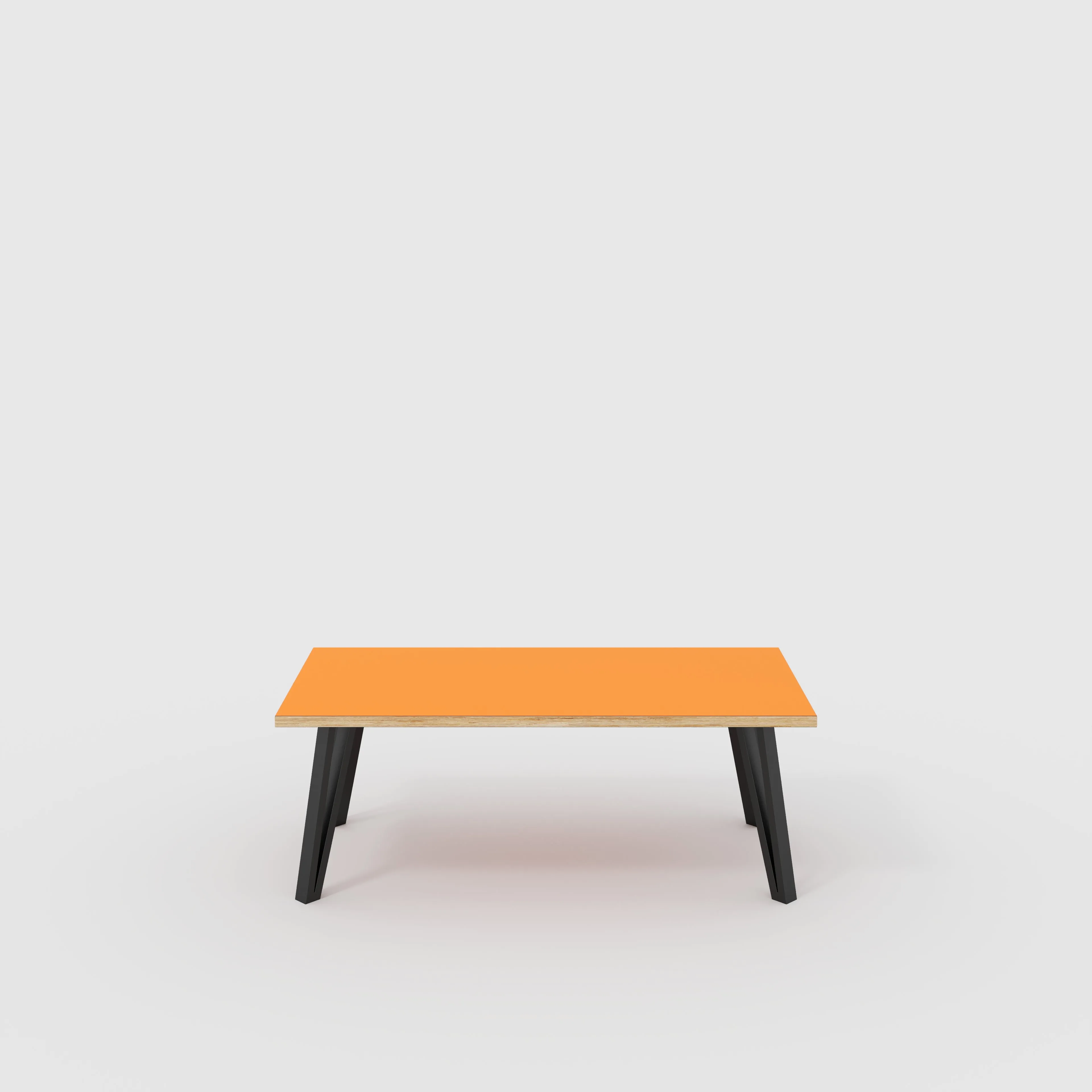 Plywood Coffee Table with Black Box Hairpin Legs - Formica Levante Orange - 1200(w) x 600(d) x 425(h)