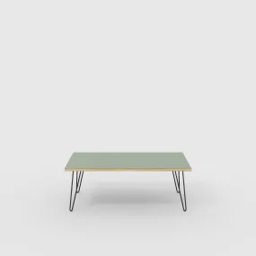 Plywood Coffee Table with Black Hairpin Legs - Formica Green Slate - 1200(w) x 600(d) x 425(h)