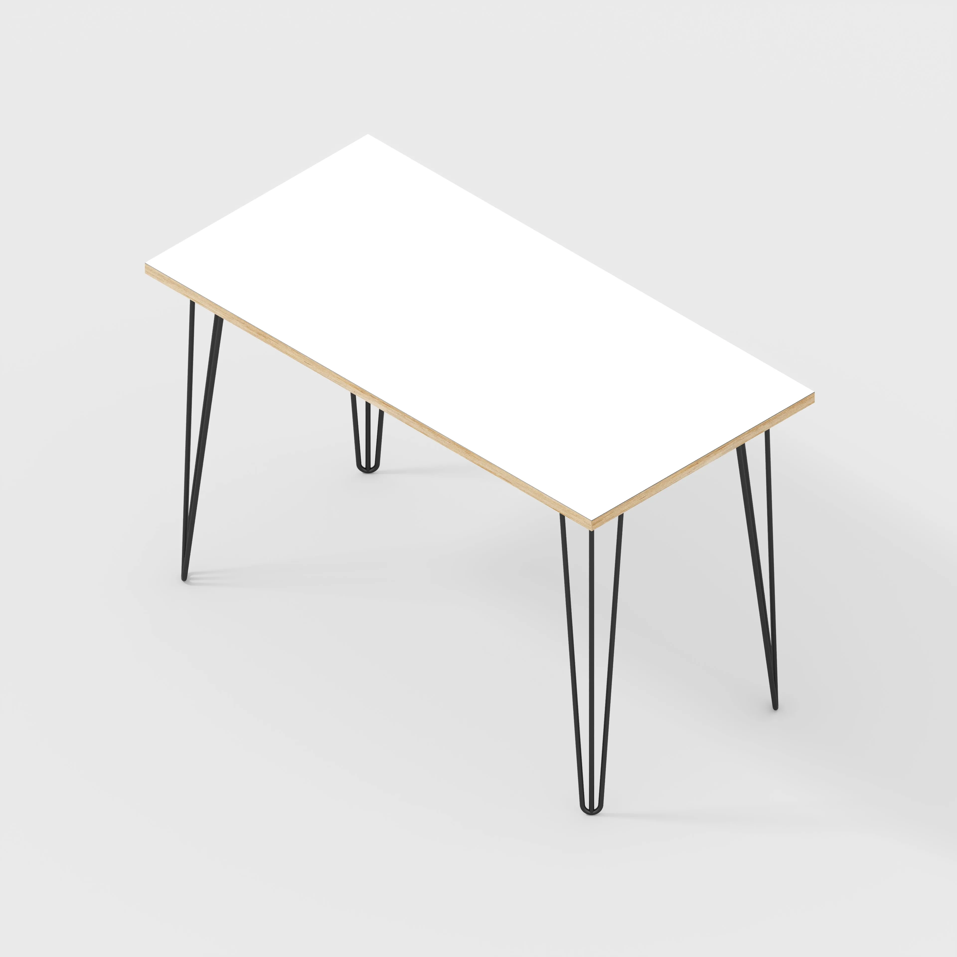 Plywood Desk with Black Hairpin Legs - Formica White - 1200(w) x 600(d) x 735(h)