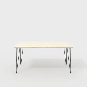 Plywood Desk with Black Hairpin Legs - Plywood Birch - 1600(w) x 800(d) x 735(h)