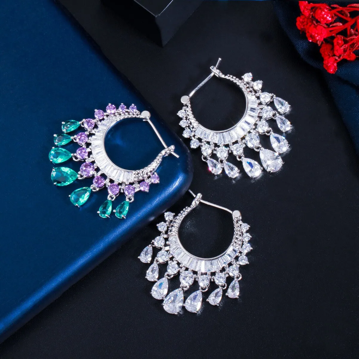 Popular TasselsEarrings for Wedding, Crystals Dangle Earring for Bride, Women Girl Gift SZE0342