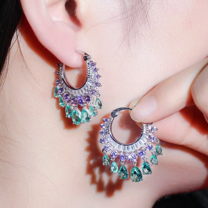 Popular TasselsEarrings for Wedding, Crystals Dangle Earring for Bride, Women Girl Gift SZE0342