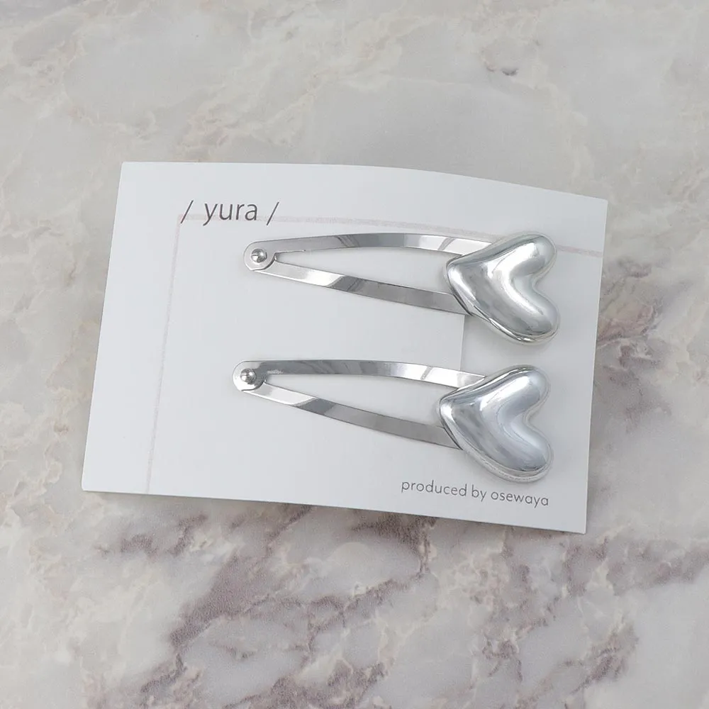 Puffy Heart Snap Clip Set