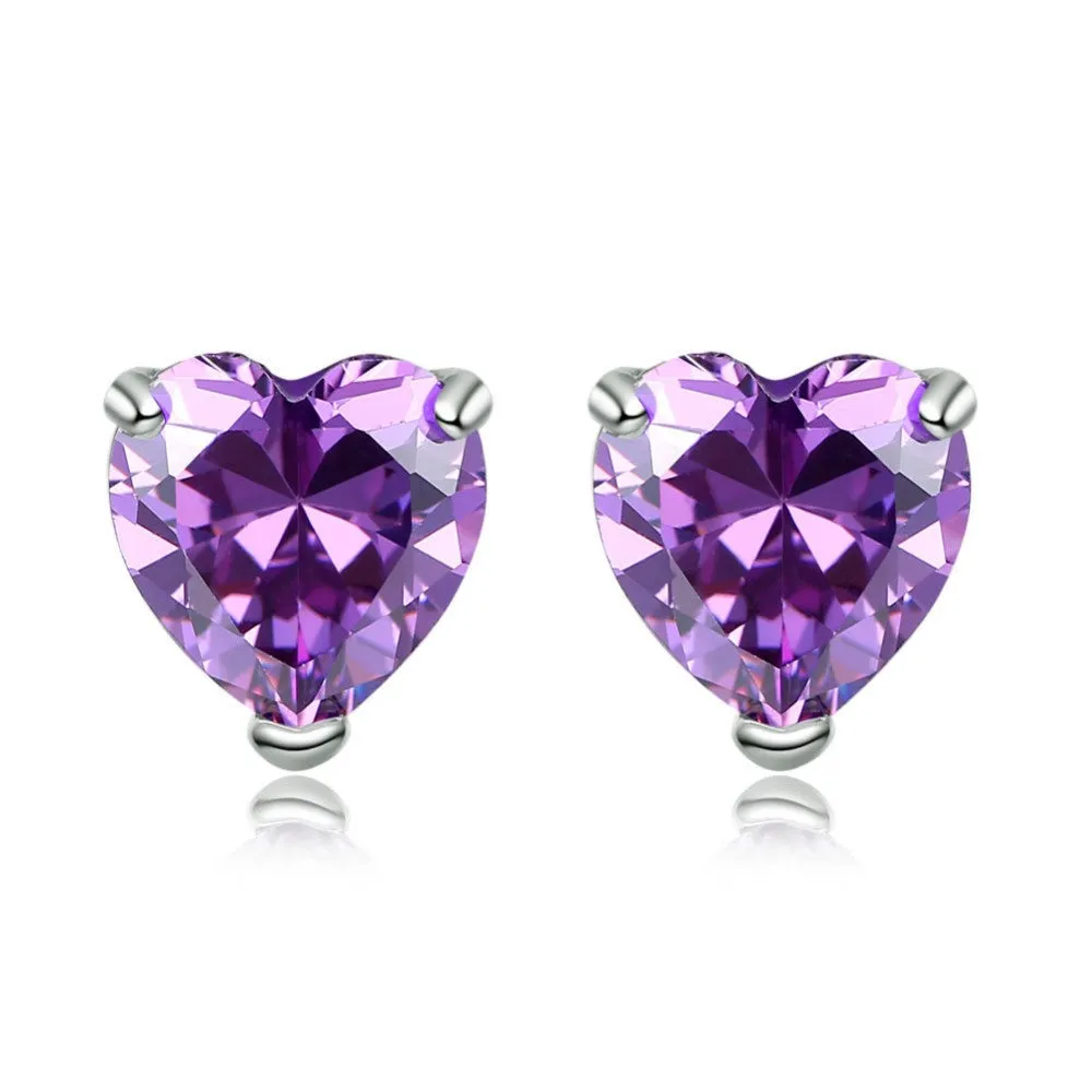 Purple Heart Necklace and Earrings Set