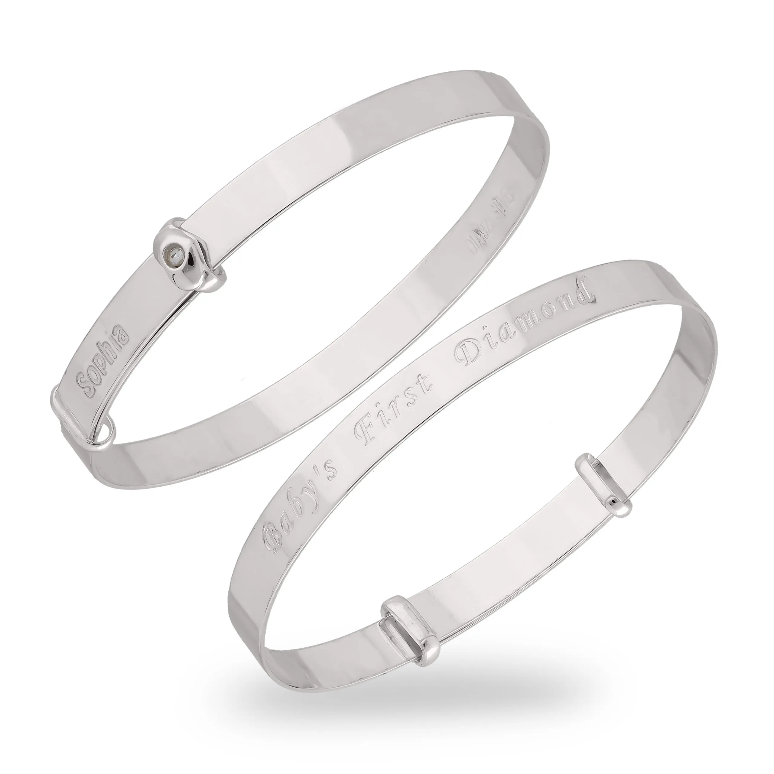 "Baby's First Diamond" Baby Bangle, Personalised Bracelet (0-1 years)
