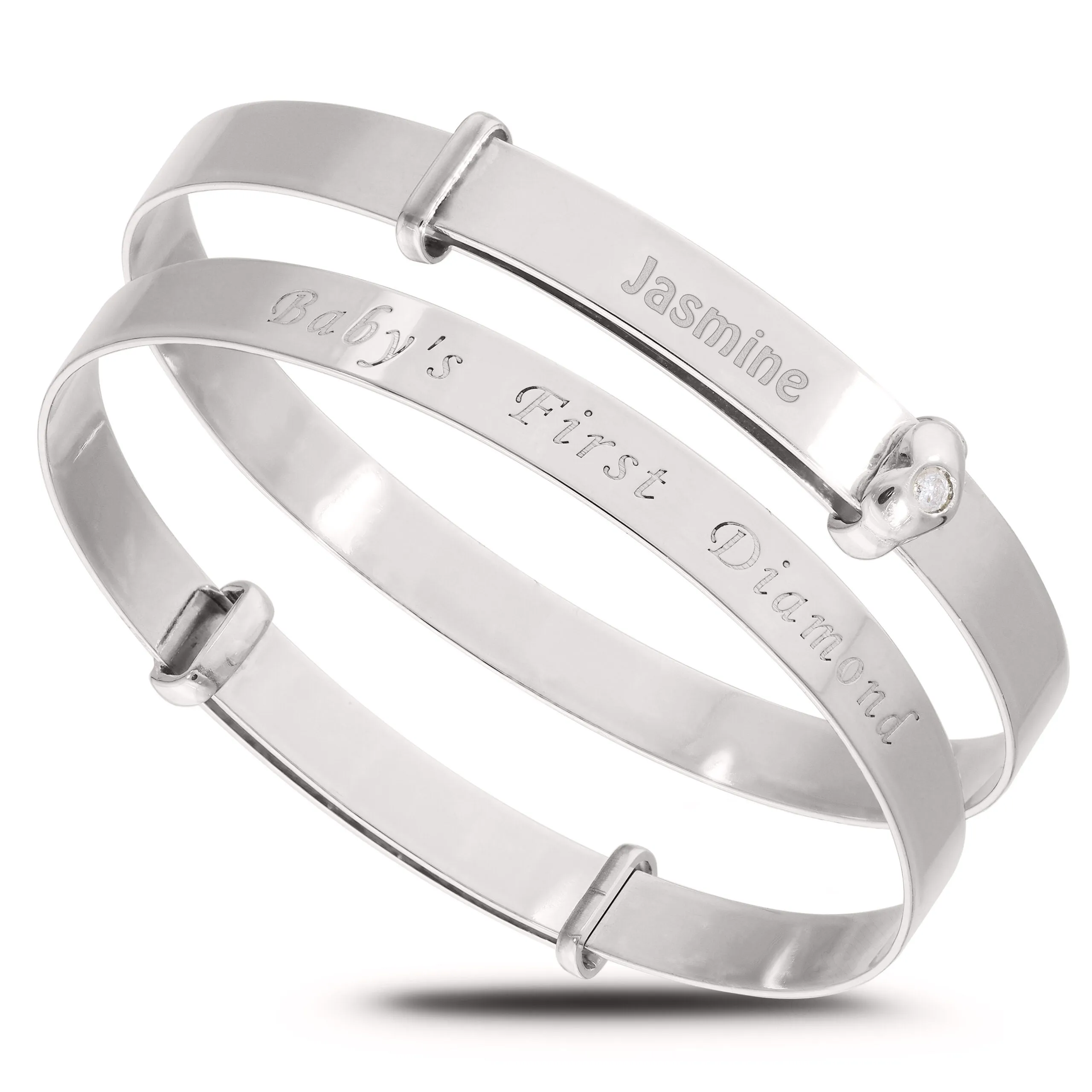 "Baby's First Diamond" Baby Bangle, Personalised Bracelet (0-1 years)