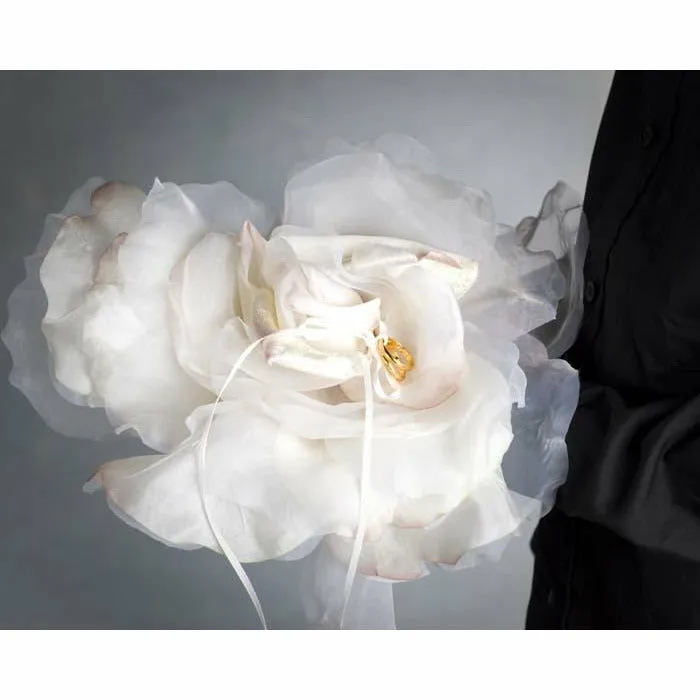 "Rose Romance" Ring Bearer Pillows- White, Ivory, and Red